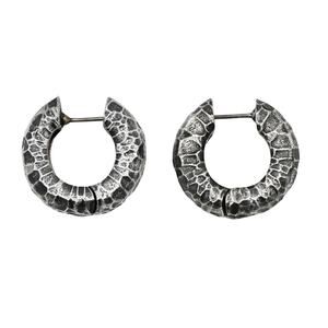TAT2 Designs Hammered Silver Plated Tube Hoop Earrings